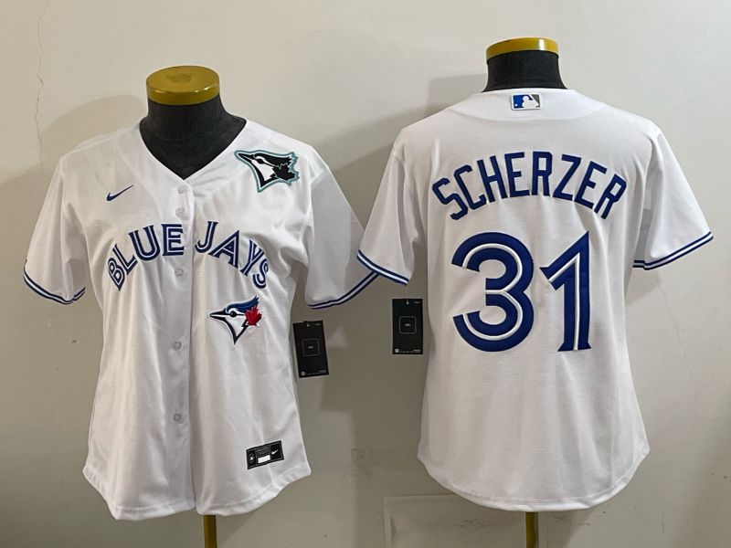 Women 2026 Nike Toronto Blue Jays #31 Scherzer White Game MLB Jersey 03
